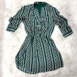 Cals Teal and White Patterned Dress